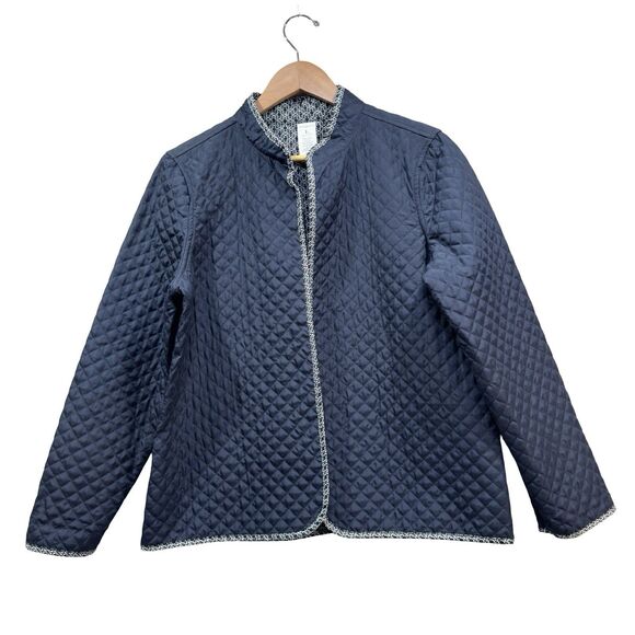 CROFT & BARROW Womens Size L Quilted Lightweight Reversible Open Jacket Blue - Picture 1 of 16
